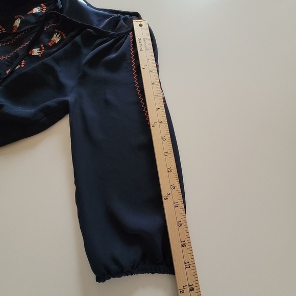 Bongo Embroidered Blue Sheer Sleeve Dress Sz S Juniors - Picture 9 of 15